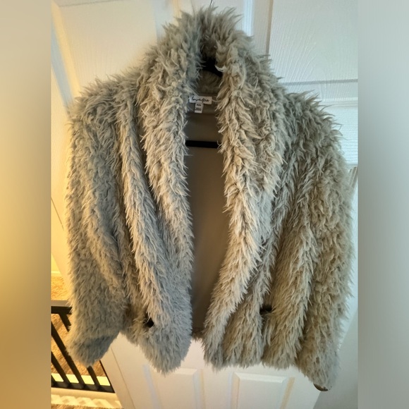 love, Fire Jackets & Blazers - Open Front Teddy Jacket in Sage Green